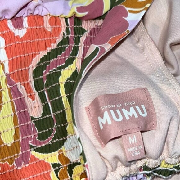 Show Me Your Mumu Danielle Tie Waist Puff Sleeve Dress in Medium - Picture 3 of 9